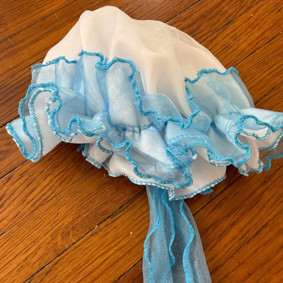 ✿ ⋆｡ Blue Ruffle Sheer Bonnet ⋆｡✿ - Picture 3 of 4